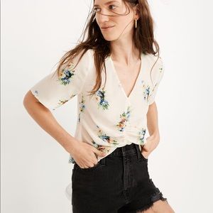 Madewell Silk Shirred-Front Top in Classic Corsage